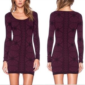 Intimately Free People Berry Long Sleeve Bodycon Mini Dress